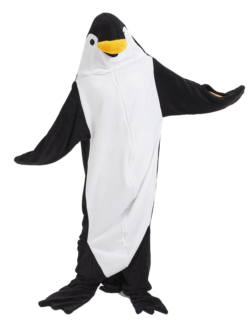 OLIVIA ROCCO Oversized Penguin Wearable Blanket Hoodie Fleece With Sleeves One Size