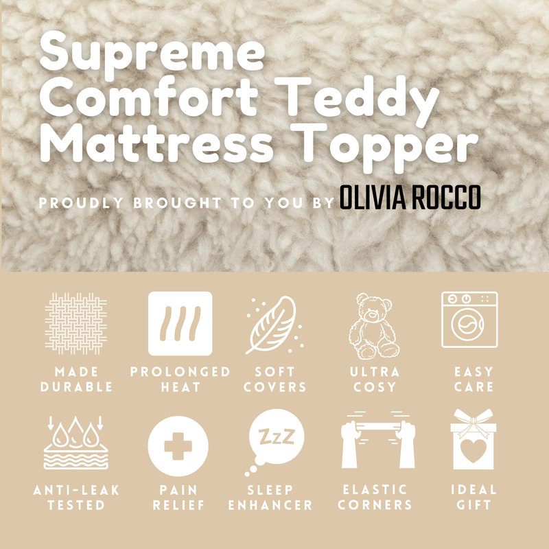 OLIVIA ROCCO Mattress Topper Supreme Comfort Extra Deep Dual Sided Fluffy Teddy OEKO-TEX