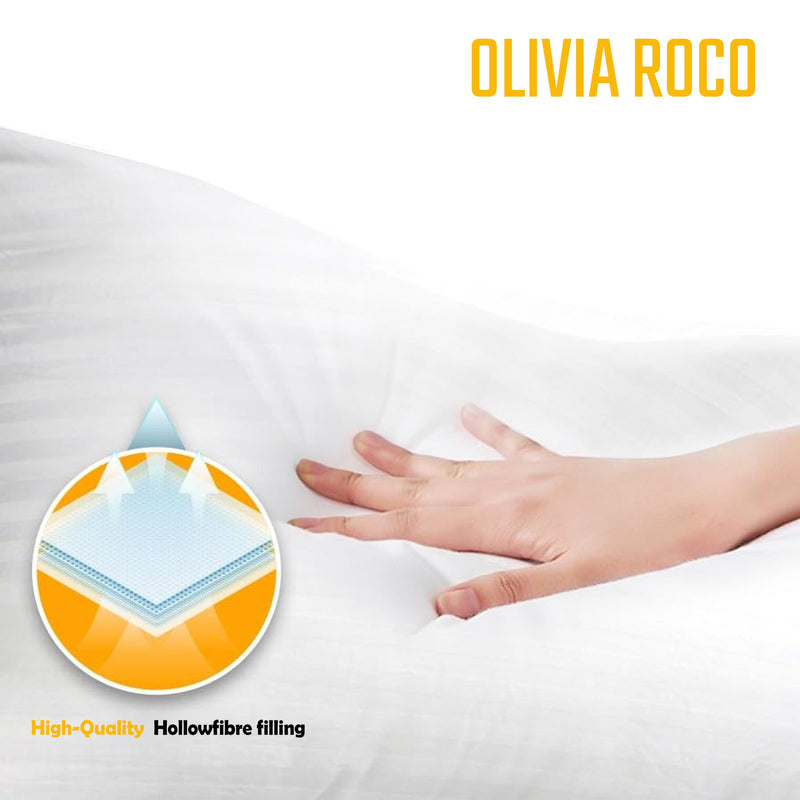 OLIVIA ROCCO 2 Pack Luxury Hotel Pillows Hypoallergenic Hollowfibre Soft Medium Support