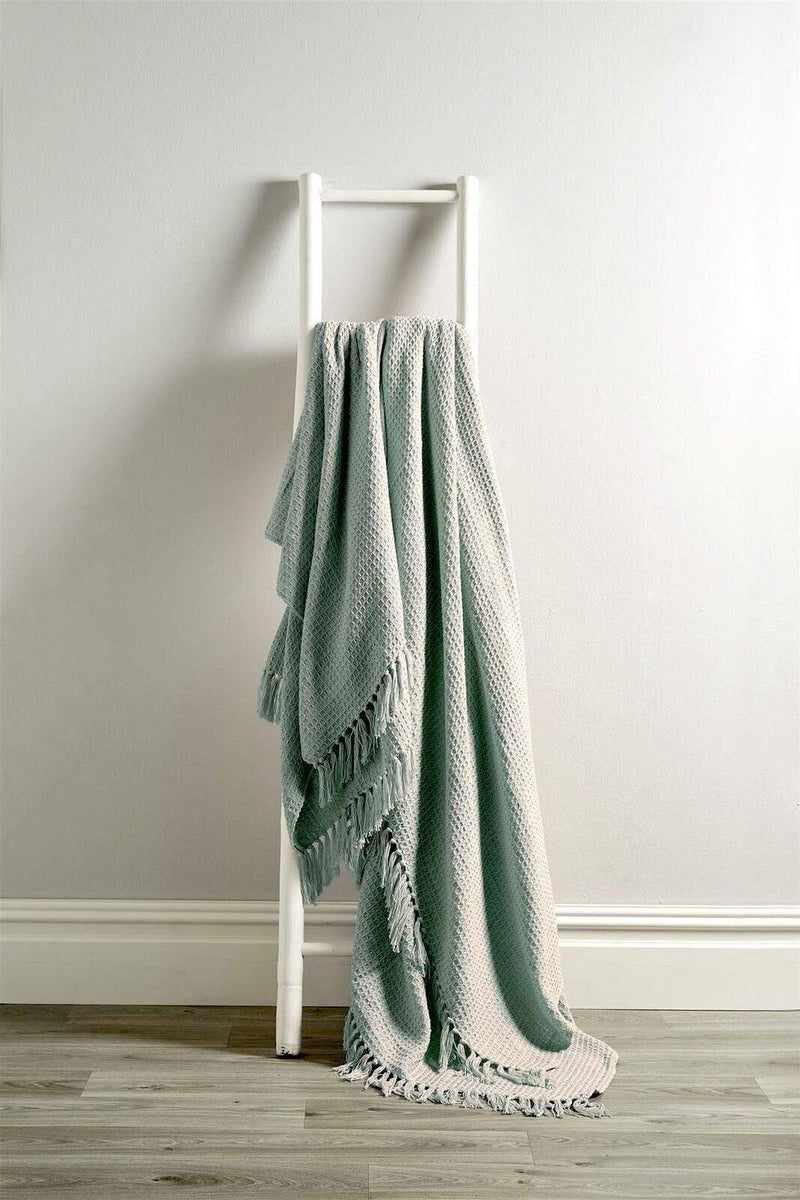 OLIVIA ROCCO Lisbon Pure Indian Cotton Handwoven Honeycomb Throw Blanket Lightweight