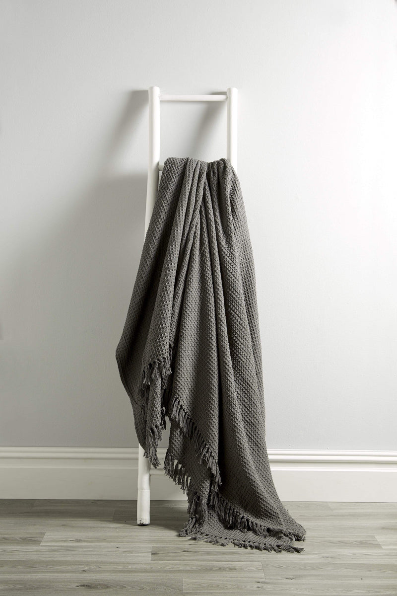OLIVIA ROCCO Lisbon Pure Indian Cotton Handwoven Honeycomb Throw Blanket Lightweight