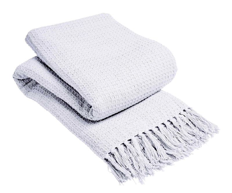 OLIVIA ROCCO Lisbon Pure Indian Cotton Handwoven Honeycomb Throw Blanket Lightweight