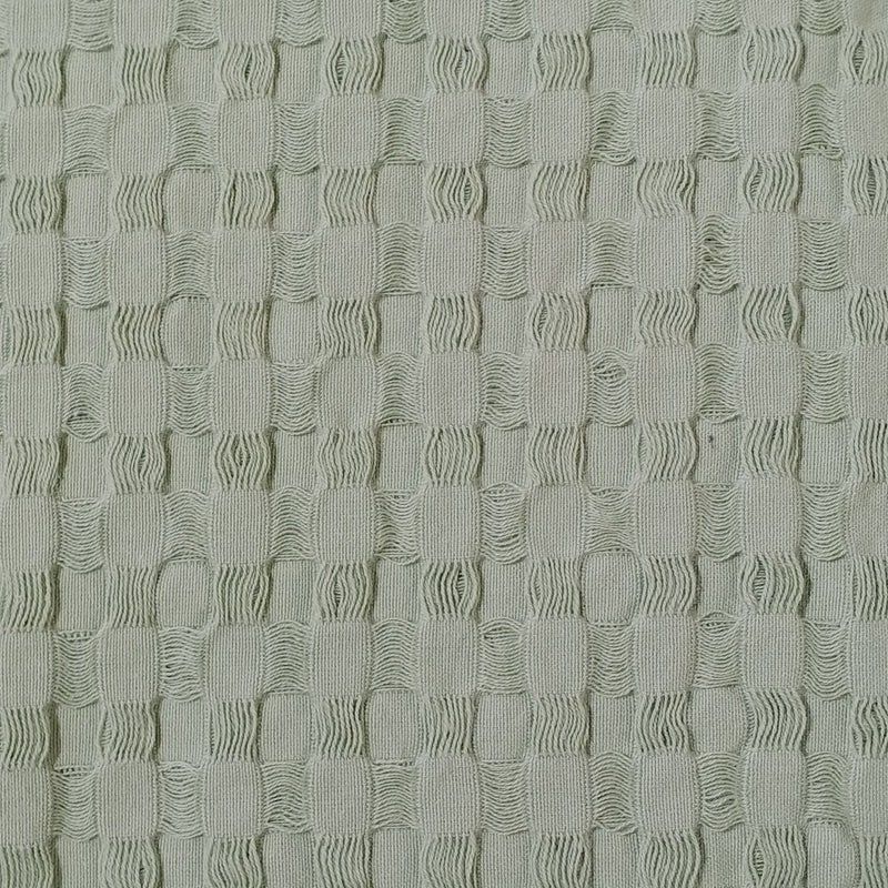 OLIVIA ROCCO Florian Checked Throw Blanket Sage Green 100% Cotton Bedspread For Sofas