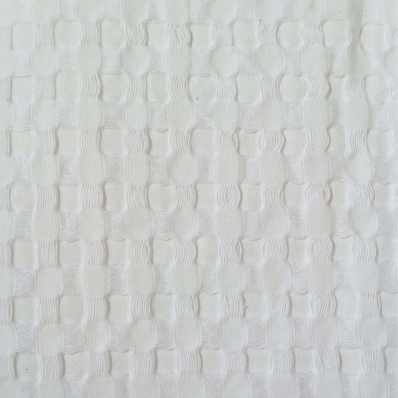 OLIVIA ROCCO Florian Checked Throw Blanket White 100% Cotton Bedspread For Sofa And Bed
