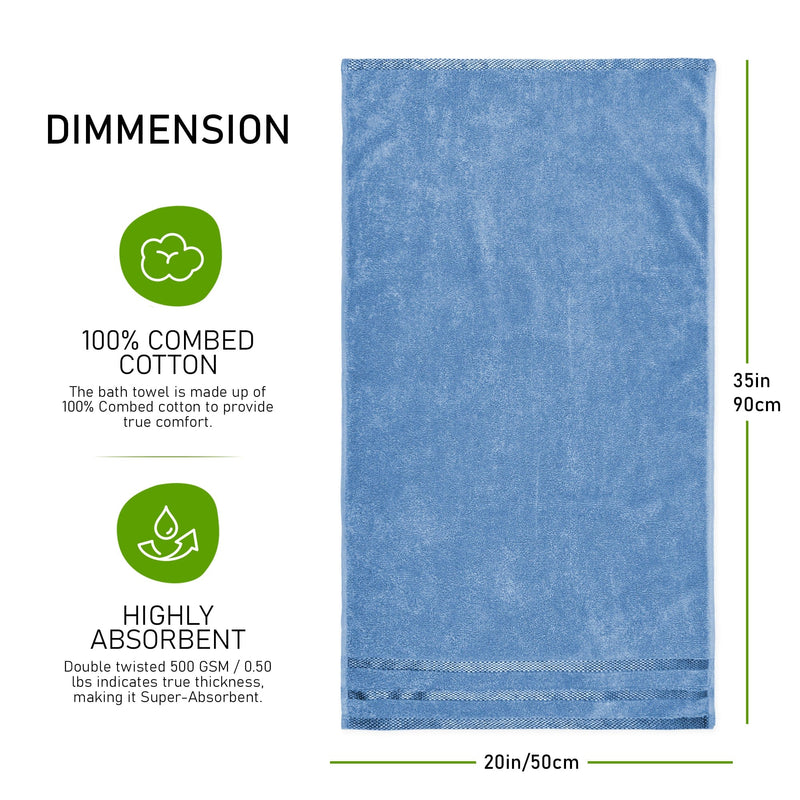 OLIVIA ROCCO Belmont Viscose Stripe Blue Towels 100% Cotton Hotel Quality Super Absorbent