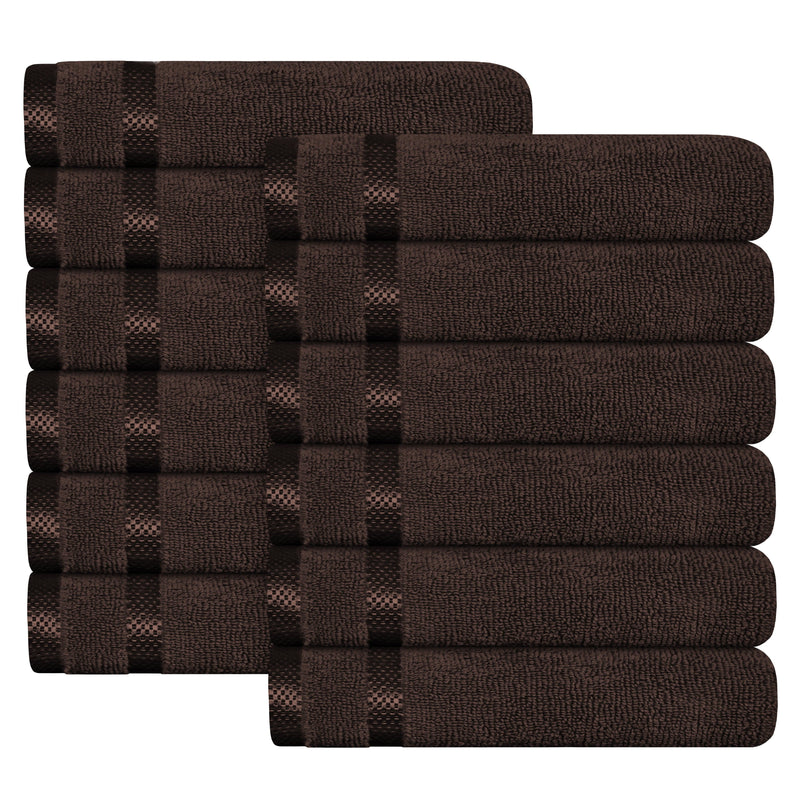 OLIVIA ROCCO Belmont Viscose Stripe Brown Towels 100% Cotton Hotel Quality Bath Towels