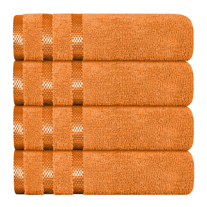 OLIVIA ROCCO Belmont Viscose Stripe Orange Towels 100% Cotton Hotel Quality Bath Towels