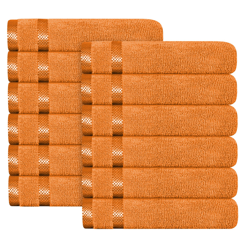 OLIVIA ROCCO Belmont Viscose Stripe Orange Towels 100% Cotton Hotel Quality Bath Towels