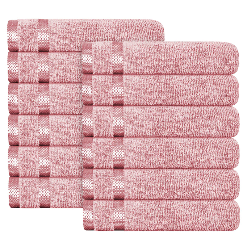 OLIVIA ROCCO Belmont Viscose Stripe Pink Towels 100% Cotton Hotel Quality Super Absorbent