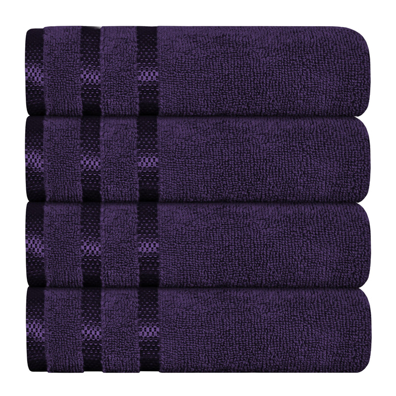 OLIVIA ROCCO Belmont Viscose Stripe Purple Towels 100% Cotton Hotel Quality Bath Towels