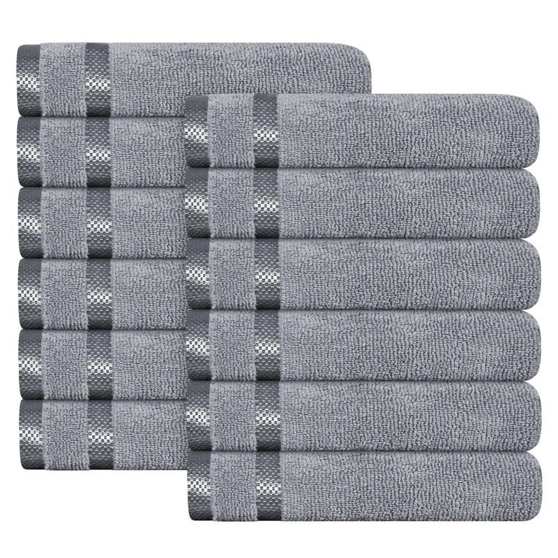 OLIVIA ROCCO Belmont Viscose Stripe Silver Towels 100% Cotton Quality Super Absorbent