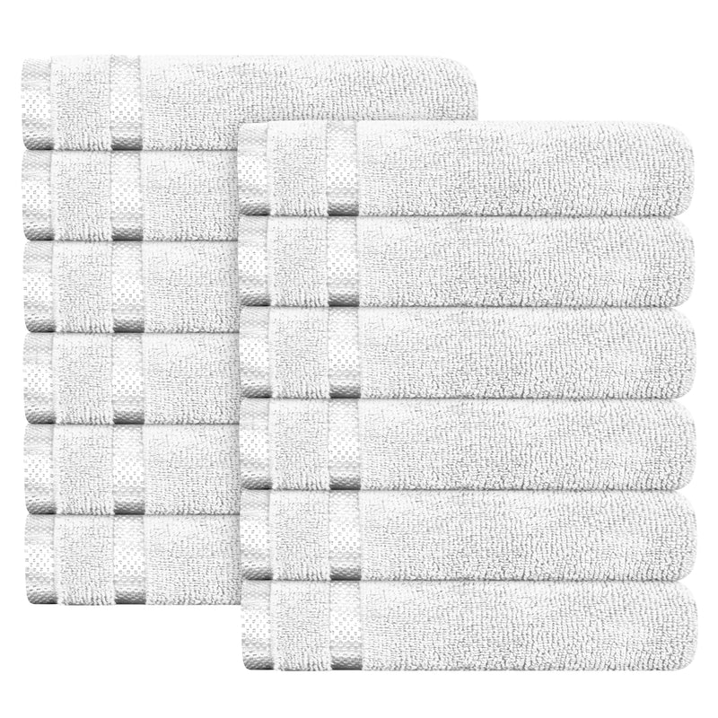 OLIVIA ROCCO Belmont Viscose Stripe White Towels 100% Cotton Hotel Quality Bath Towels
