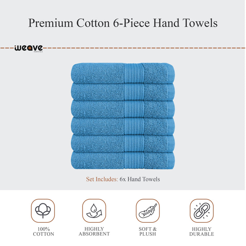 OLIVIA ROCCO Rhodes Towel Aqua 100% Cotton Hotel Quality Soft Super Absorbent Hand Towels