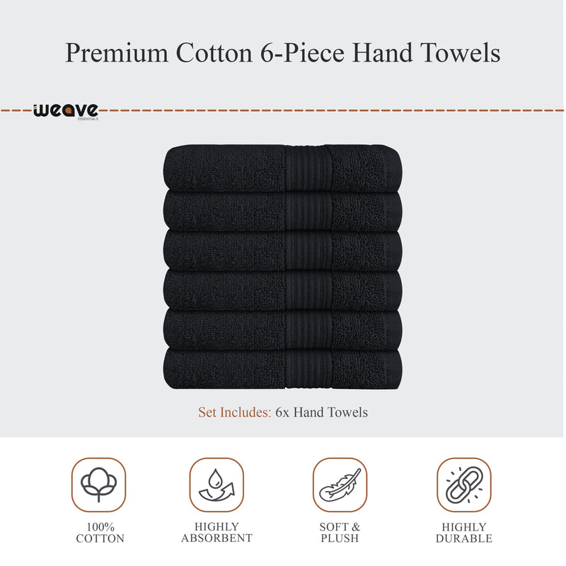 OLIVIA ROCCO Rhodes Towel Black 100% Cotton Hotel Quality Super Absorbent Hand Towels