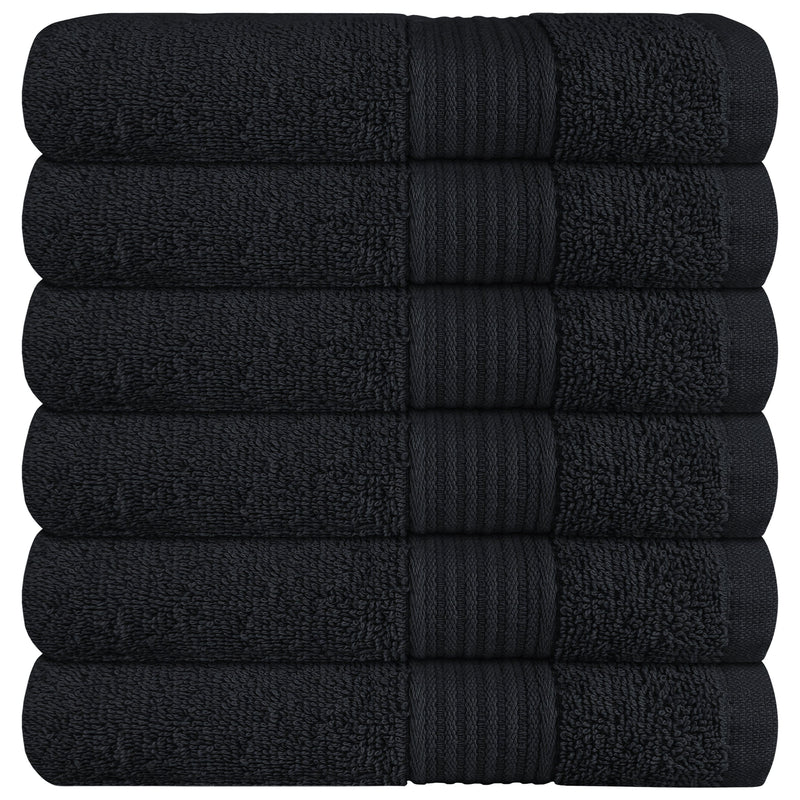 OLIVIA ROCCO Rhodes Towel Black 100% Cotton Hotel Quality Super Absorbent Hand Towels