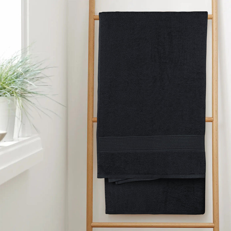 OLIVIA ROCCO Rhodes Towel Black 100% Cotton Hotel Quality Super Absorbent Hand Towels