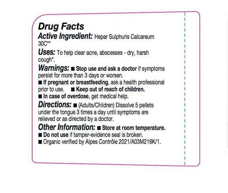OLLOIS Hepar Sulphuris Calcareum 30c – Organic, Lactose-Free Homeopathic Medicine (80 Pellets)
