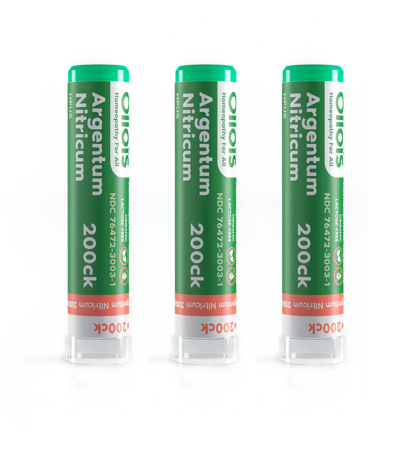 OLLOIS Argentum Nitricum 200ck – Organic, Lactose-Free, Kosher Homeopathic Medicine (Pack of 3)