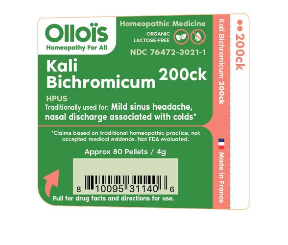 OLLOIS Kali Bichromicum 200ck – Organic, Lactose-Free, Kosher Homeopathic Medicine (80 Pellets) Pack of 3