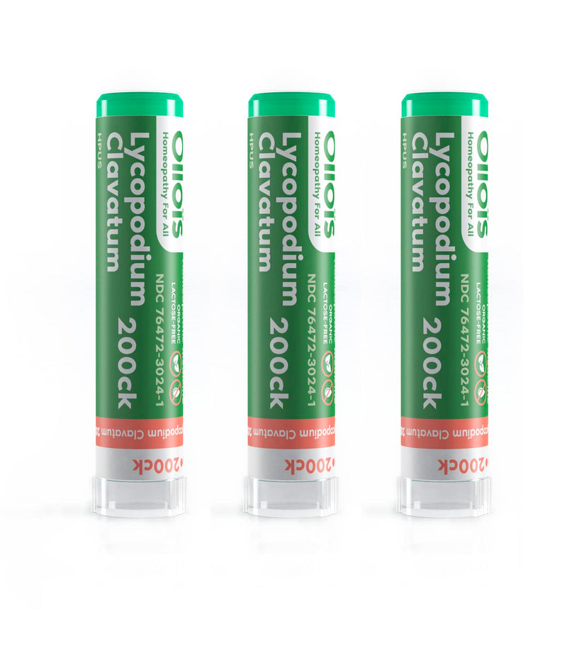 OLLOIS Lycopodium Clavatum 200ck – Organic, Lactose-Free Kosher Homeopathic Medicine (80 Pellets, Pack of 3)