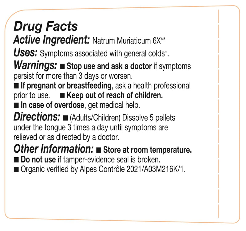OLLOIS Natrum Muriaticum 6X – Cell Salt #9, Lactose-Free, Organic & Vegan, Kosher Certified | Approx. 80 Pellets (Pack of 1)