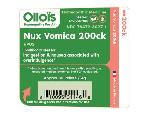 OLLOIS Nux Vomica 200ck Organic Lactose-Free Kosher Homeopathic Medicine (80 Pellets Pack of 3)