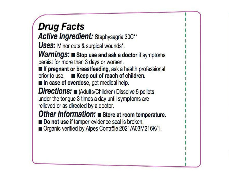 OLLOIS Staphysagria 30C Organic Lactose-Free Homeopathic Medicine - 80 Pellets (Pack of 1)