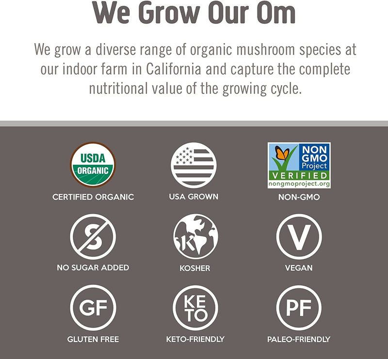 Om Mushroom Superfood Chaga Organic Mushroom Powder – 3.5 oz, 50 Servings, USA Grown | Antioxidants & Immune Support