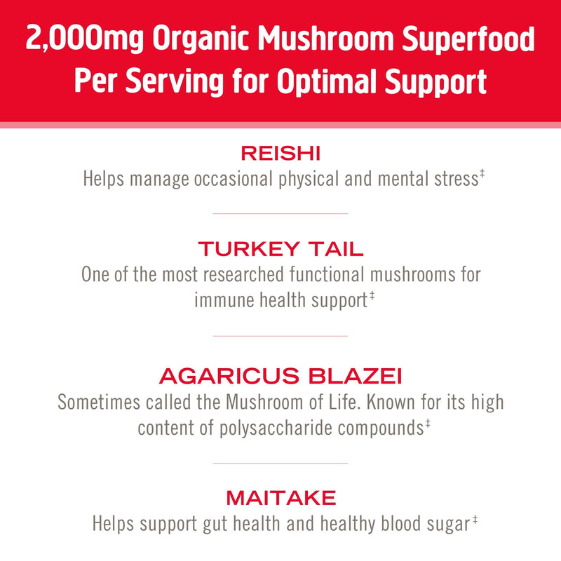 OM Mushroom Superfood Immune Blend Powder – 7.05 oz (100 Servings) Reishi & Turkey Tail