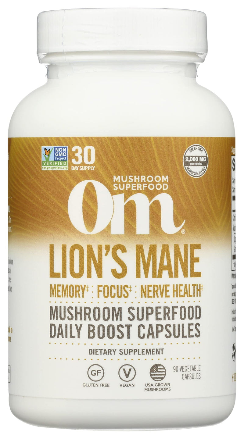 Om Mushroom Lion's Mane Capsules — Memory, Focus & Mood Support (90 Capsules)