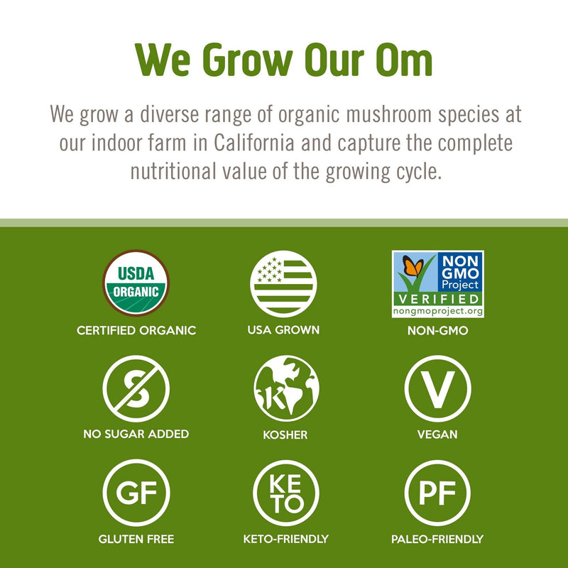 Om Mushroom Reishi Organic Powder – 100 Servings, Stress Relief & Immune Support