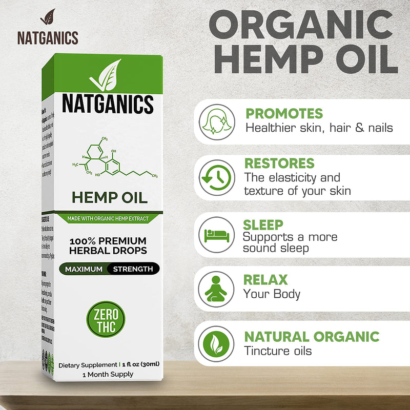 Organic Hemp Oil 1000mg - Ultra Premium CO2-Extracted Hemp Oil Drops | Made in USA