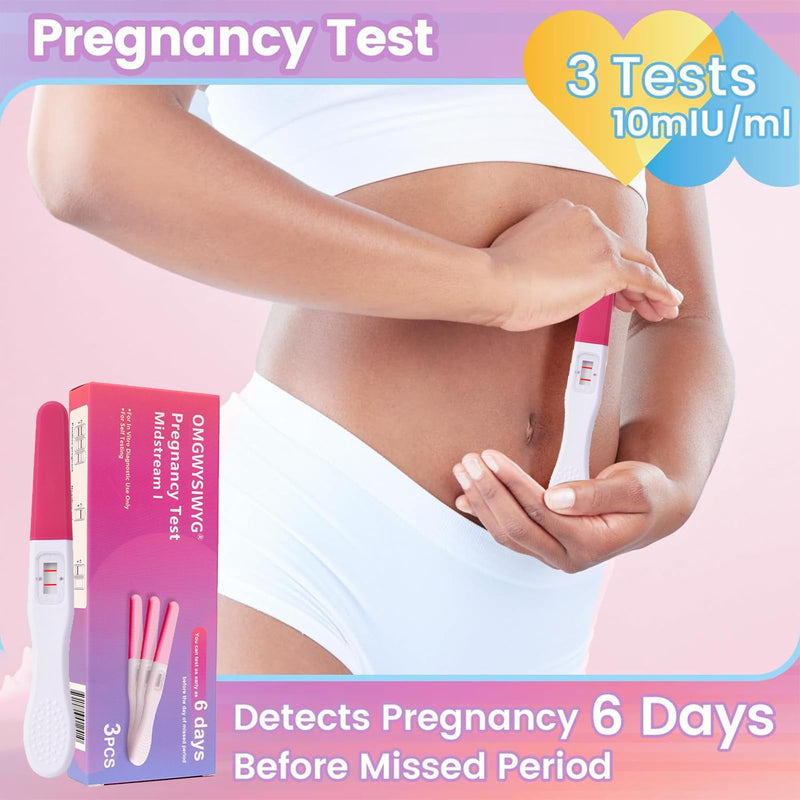 OMGWYSIWYG 6 Days Early Pregnancy Test Kit – Ultra-Sensitive 10 mIU/mL, 3-Pack