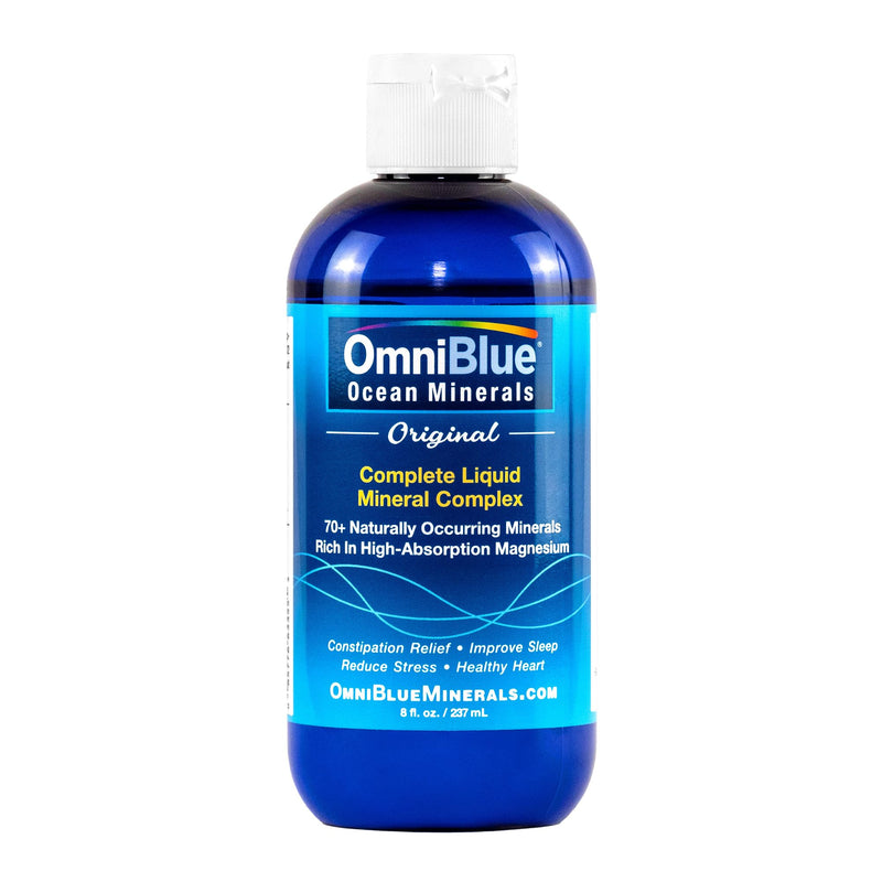 OmniBlue Ocean Minerals – 70+ Trace Minerals & Liquid Magnesium (8 oz) | Low Sodium