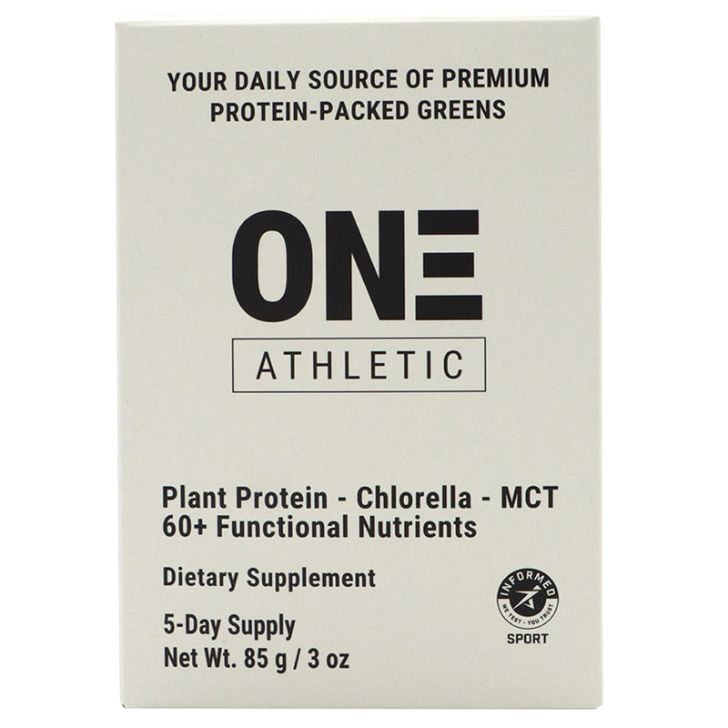 ON3 Athletic Protein Greens Supplement – Chlorella, Eleuthero & MCT Powder (5 Servings, Herbal)