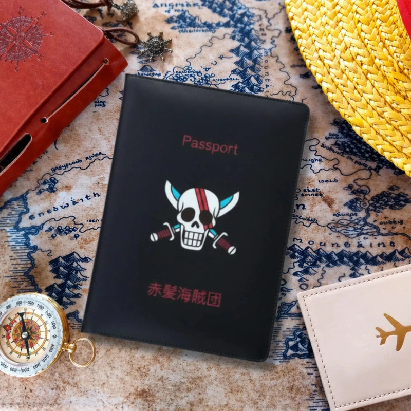 One Piece Red Hair Pirates Black Passport Cover
