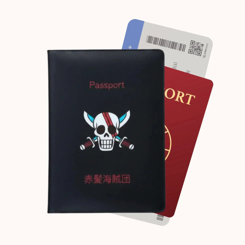 One Piece Red Hair Pirates Black Passport Cover