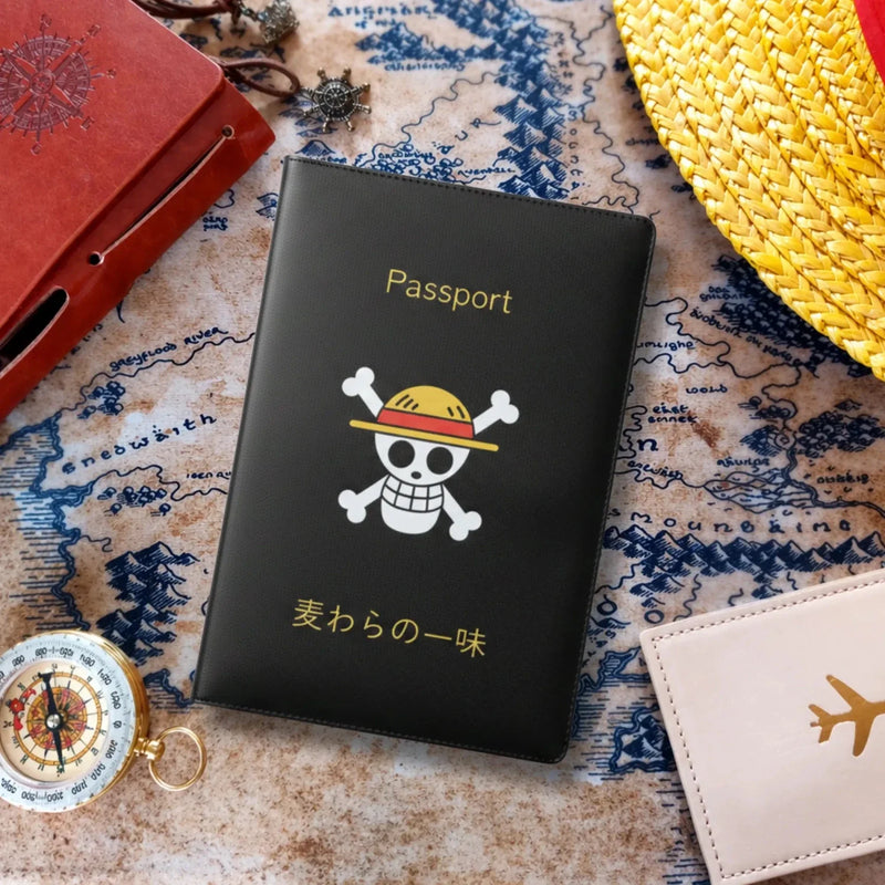 One Piece Straw Hat Pirates Black Passport Cover