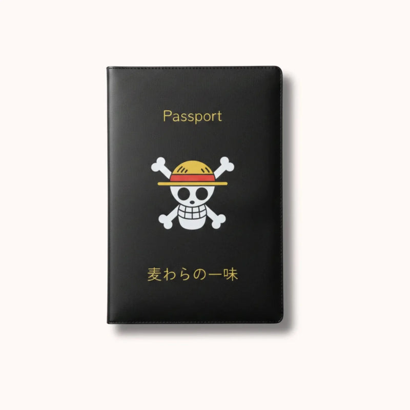 One Piece Straw Hat Pirates Black Passport Cover