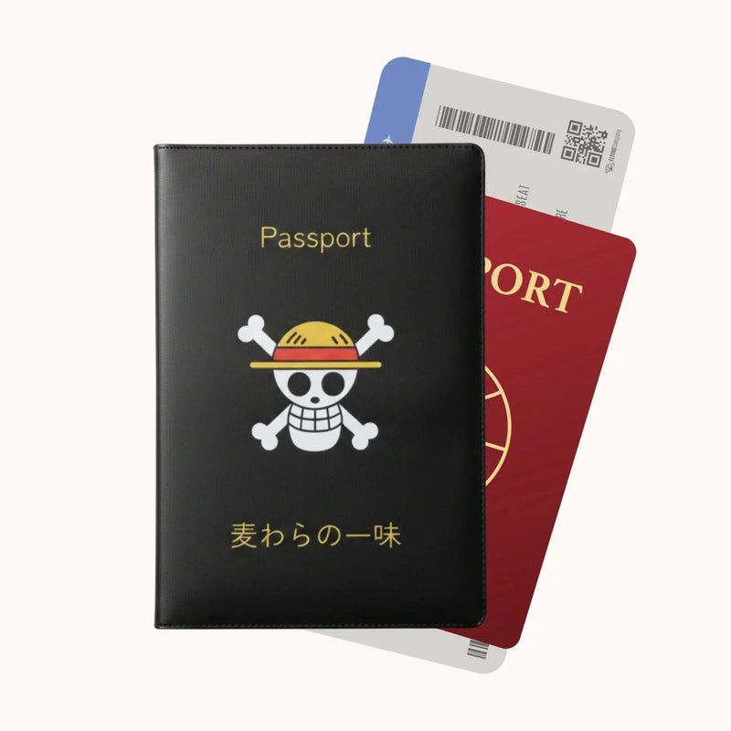 One Piece Straw Hat Pirates Black Passport Cover