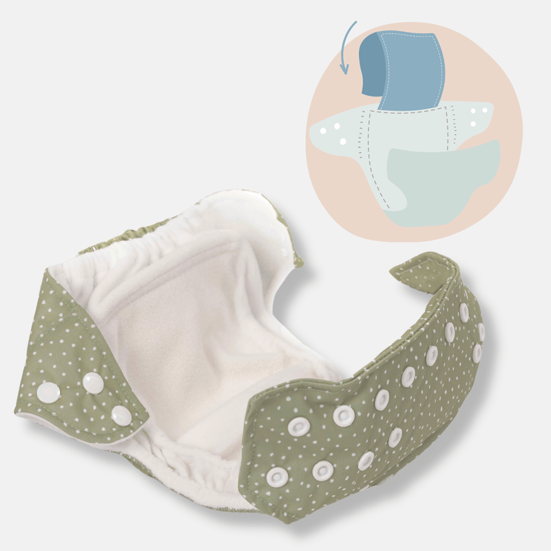 One Size All-In-One Reusable Cloth Nappy - Gingham Taupe