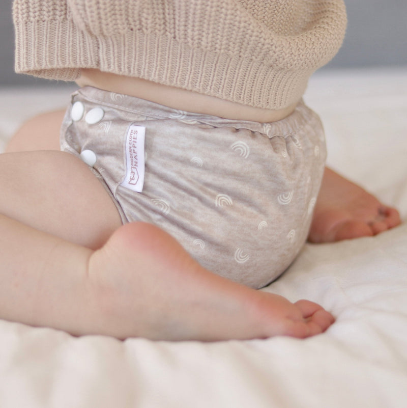 One Size Reusable Cloth Nappy Wrap - Dottie - Sage