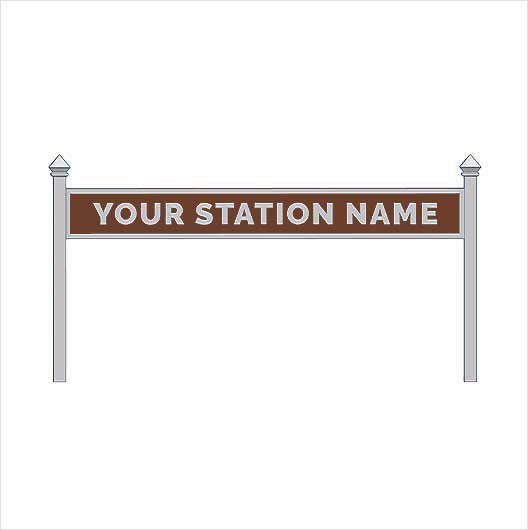 O Scale Pre-Coloured Single-Sided Personalised Steam-Era Station Name Board - Style 1 - One Line of Text
