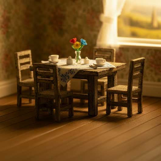 OO Scale Ready to Paint Table and Chairs - Style 1