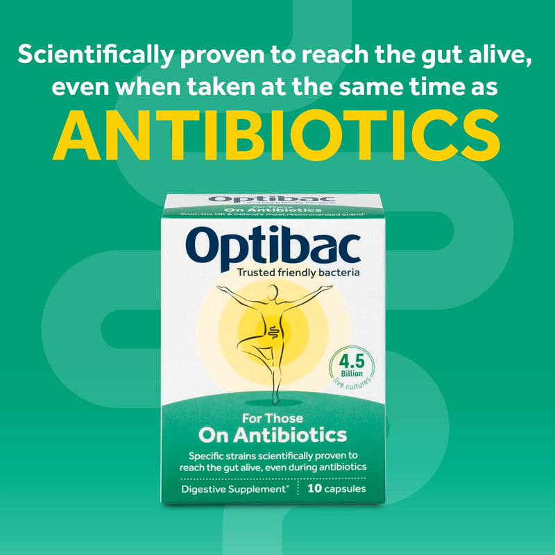 OptiBac Probiotics for Those on Antibiotics - 10 Capsules