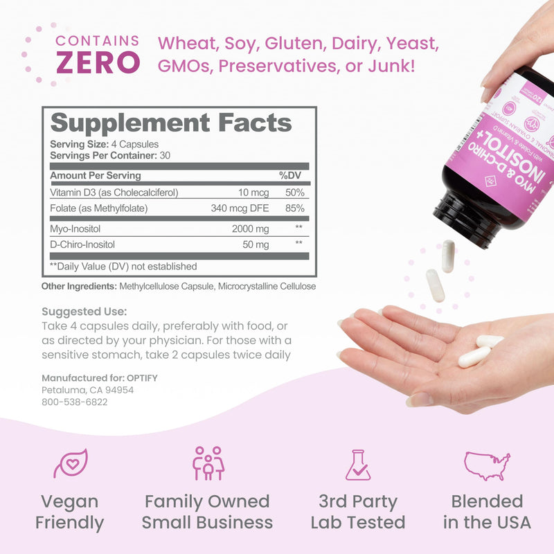 Optify Myo-Inositol & D-Chiro Inositol 40:1 for Women – Hormonal Balance & Regular Cycles | 30-Day Supply