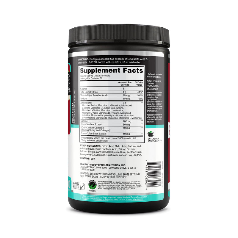 Optimum Nutrition Amino Energy + Collagen Powder – 5g Aminos, UC-II Collagen, Caffeine