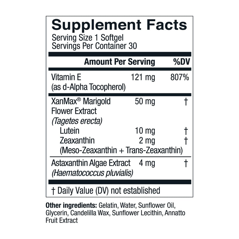 OptiWell Eye Health – AREDS2 Vitamins (Vitamin E, Lutein, Astaxanthin) - 30 Softgels