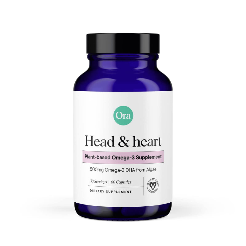 Ora Organic Vegan Omega-3 DHA 500mg – Algae-Sourced | Brain, Eye & Heart Health | 60 Capsules