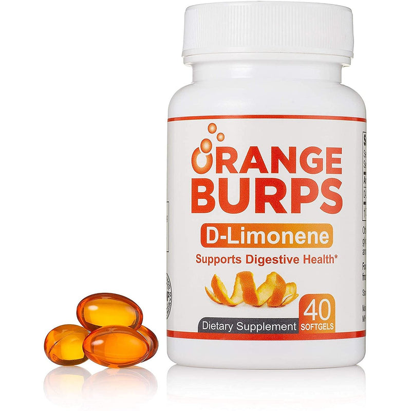 Orange Burps | D-Limonene Soft Gels for Heartburn Relief, GERD Support & Digestive Comfort | 1,000 mg